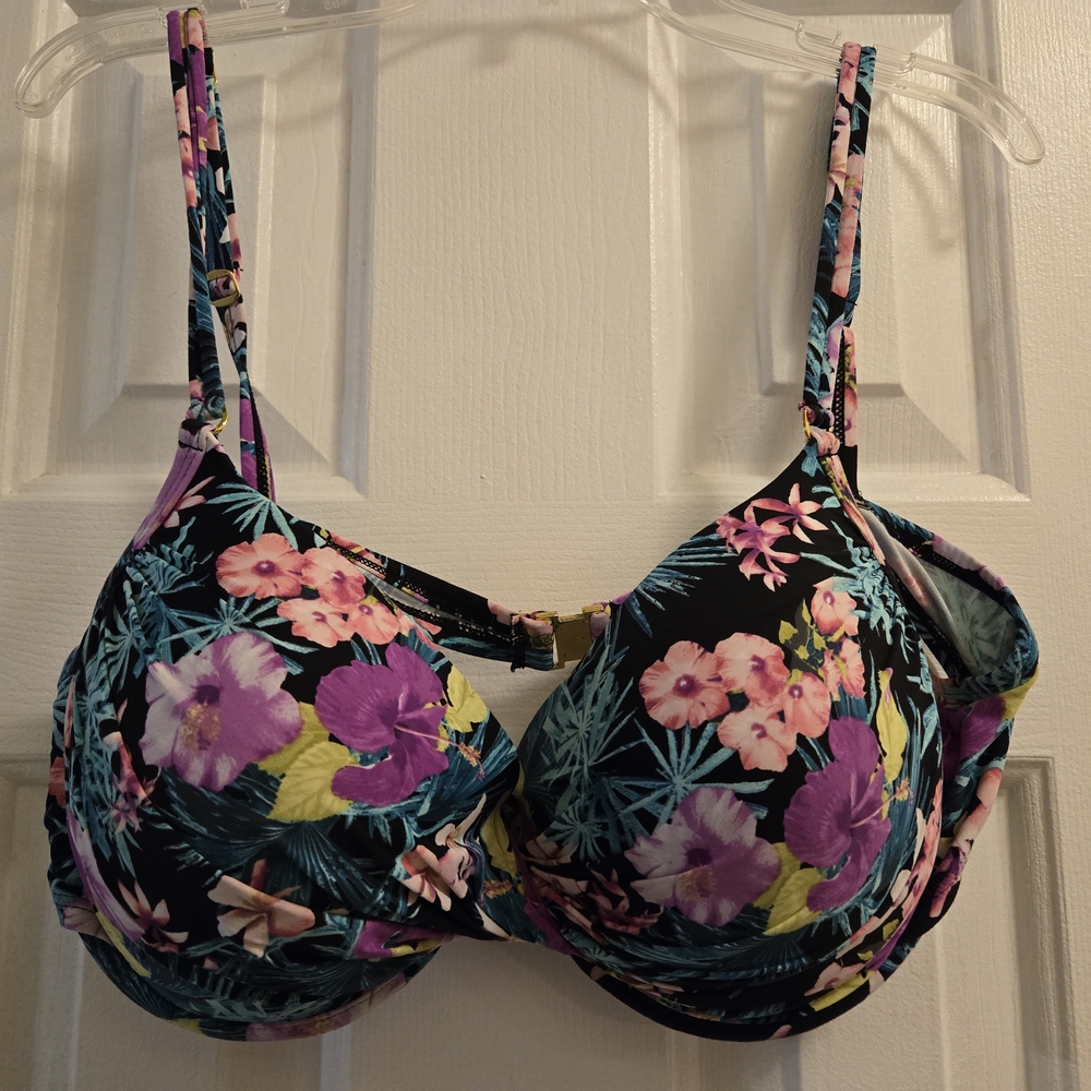 3 PIECE SET  Floral Swim Skirt and Bikini Bottom Set And Top - Picture 8 of 10